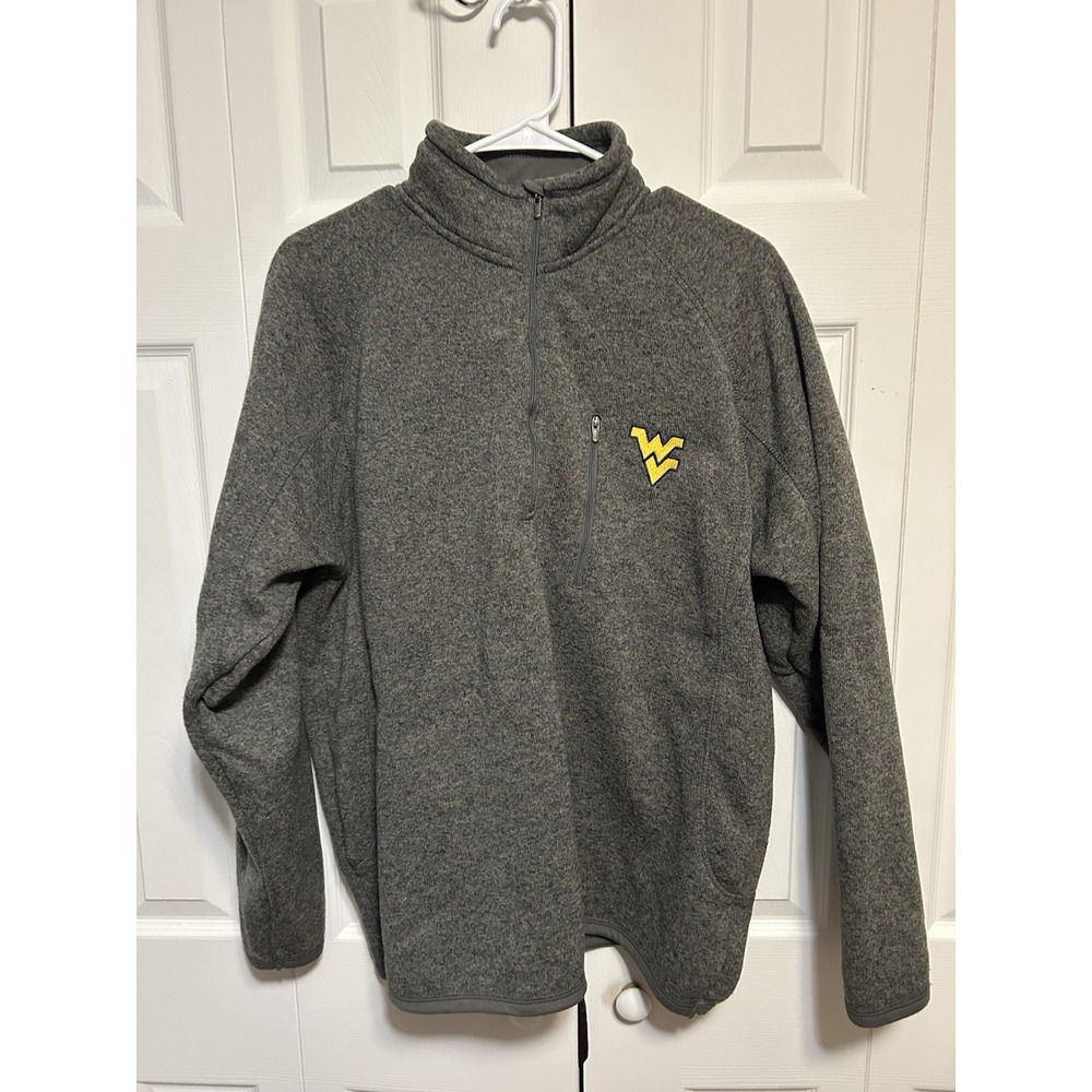 West Virginia Mountaineers Crable Pullover 1/4 Zip Fleece Heather Gray w/Logo L